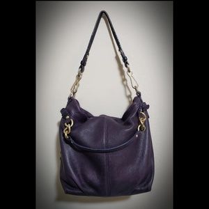 Coach Leather Shoulder Bag - deep plum purple